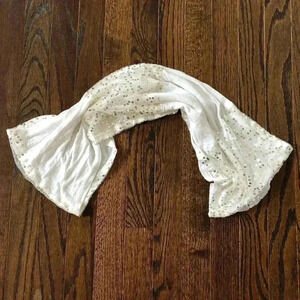 Vintage American Eagle Linen Infinity Scarf with Gold Sequins